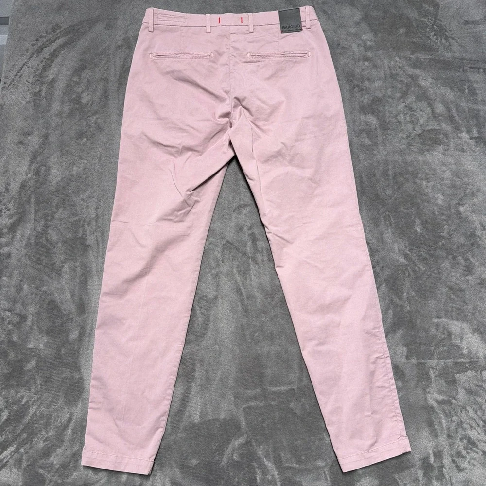 Baronio Chino Pants Mens 33 Pink Skinny Made Italy Cotton Trousers Luxury Preppy